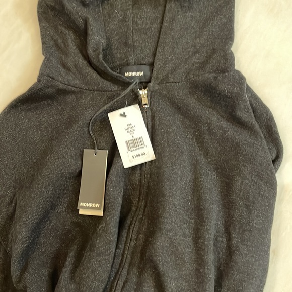 Monrow Black Skull Zip-Up L/S Hoodie Large NWT - Picture 9 of 11